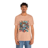 Camiseta a todo color "Viajo Para Comprar" 