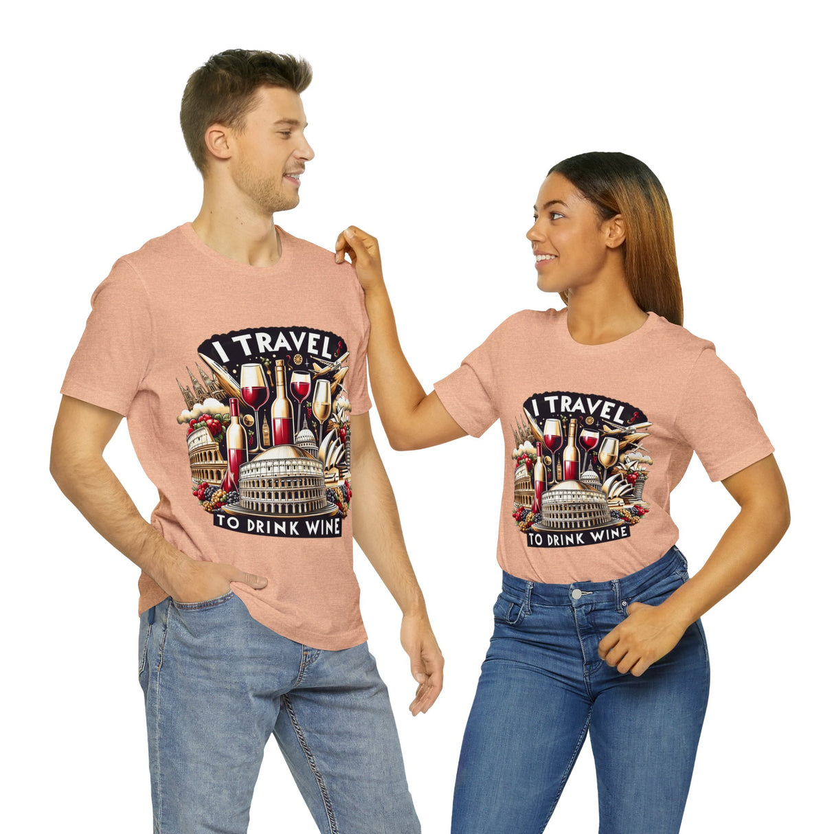 "I Travel to Drink Wine" full color T-shirt