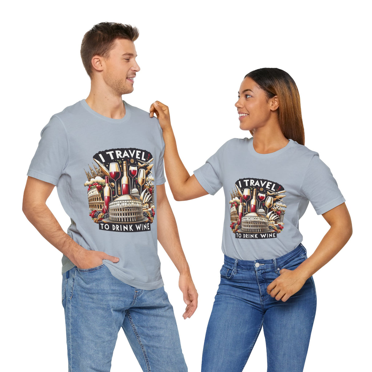 "I Travel to Drink Wine" full color T-shirt