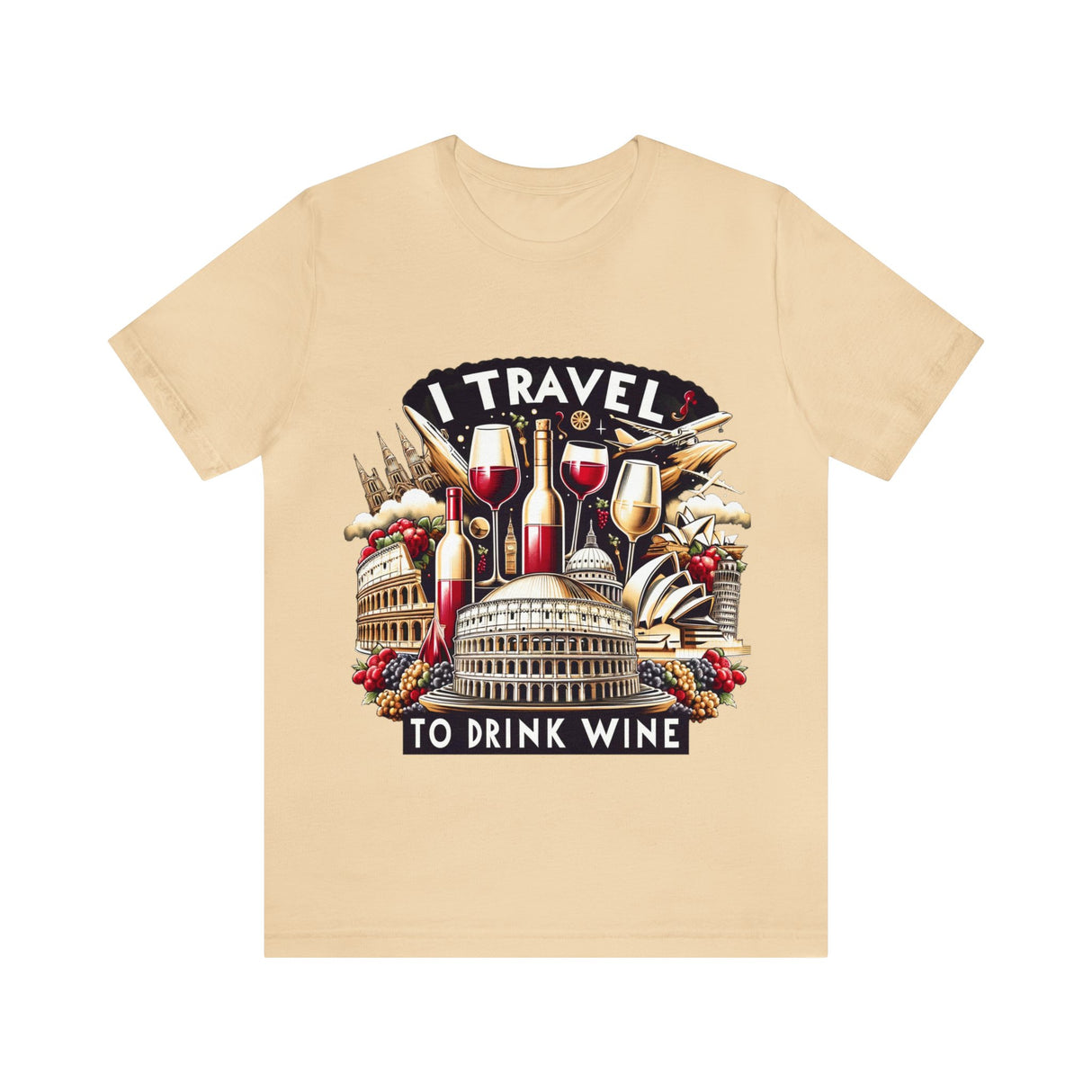 "I Travel to Drink Wine" full color T-shirt