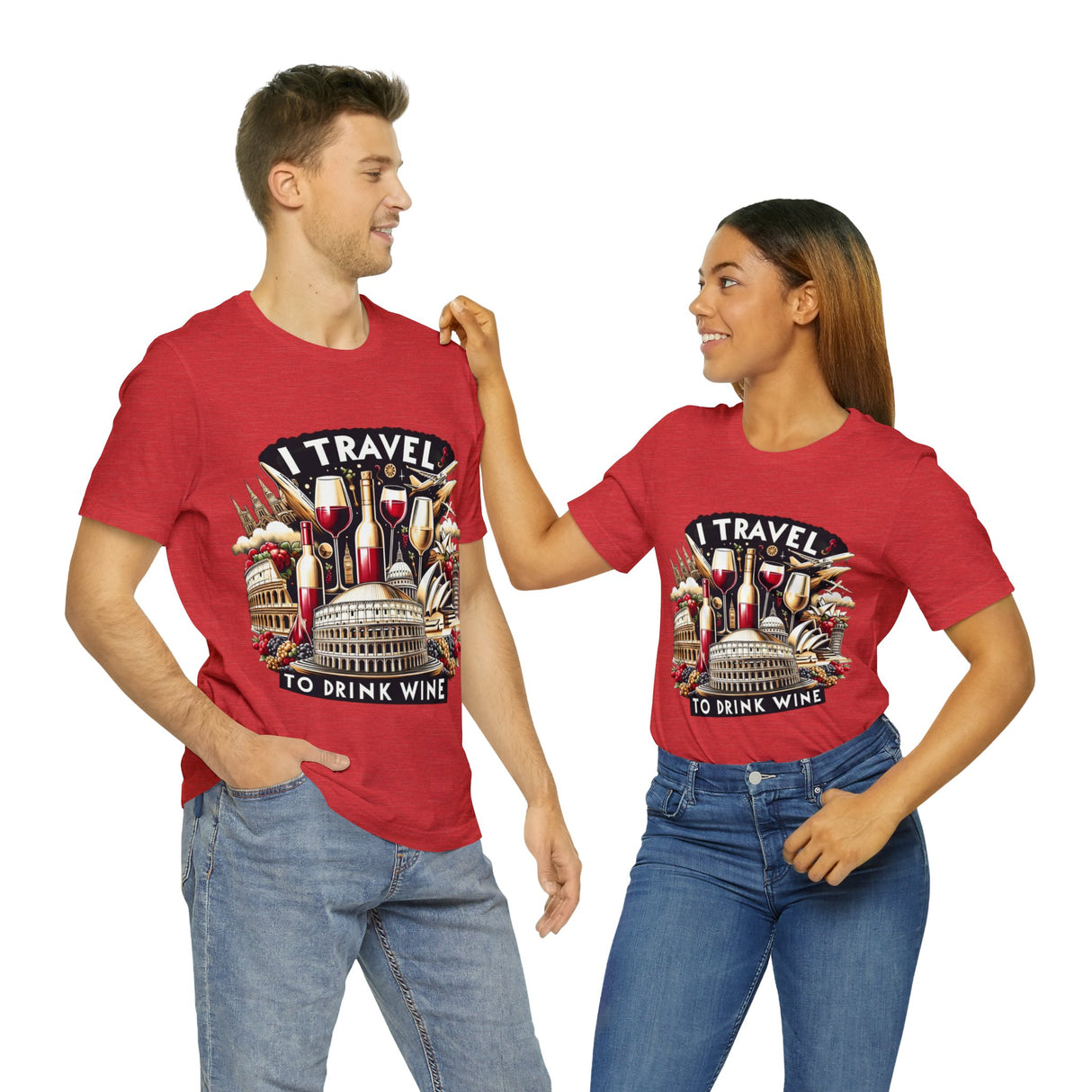 "I Travel to Drink Wine" full color T-shirt
