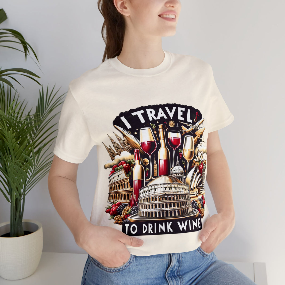 "I Travel to Drink Wine" full color T-shirt