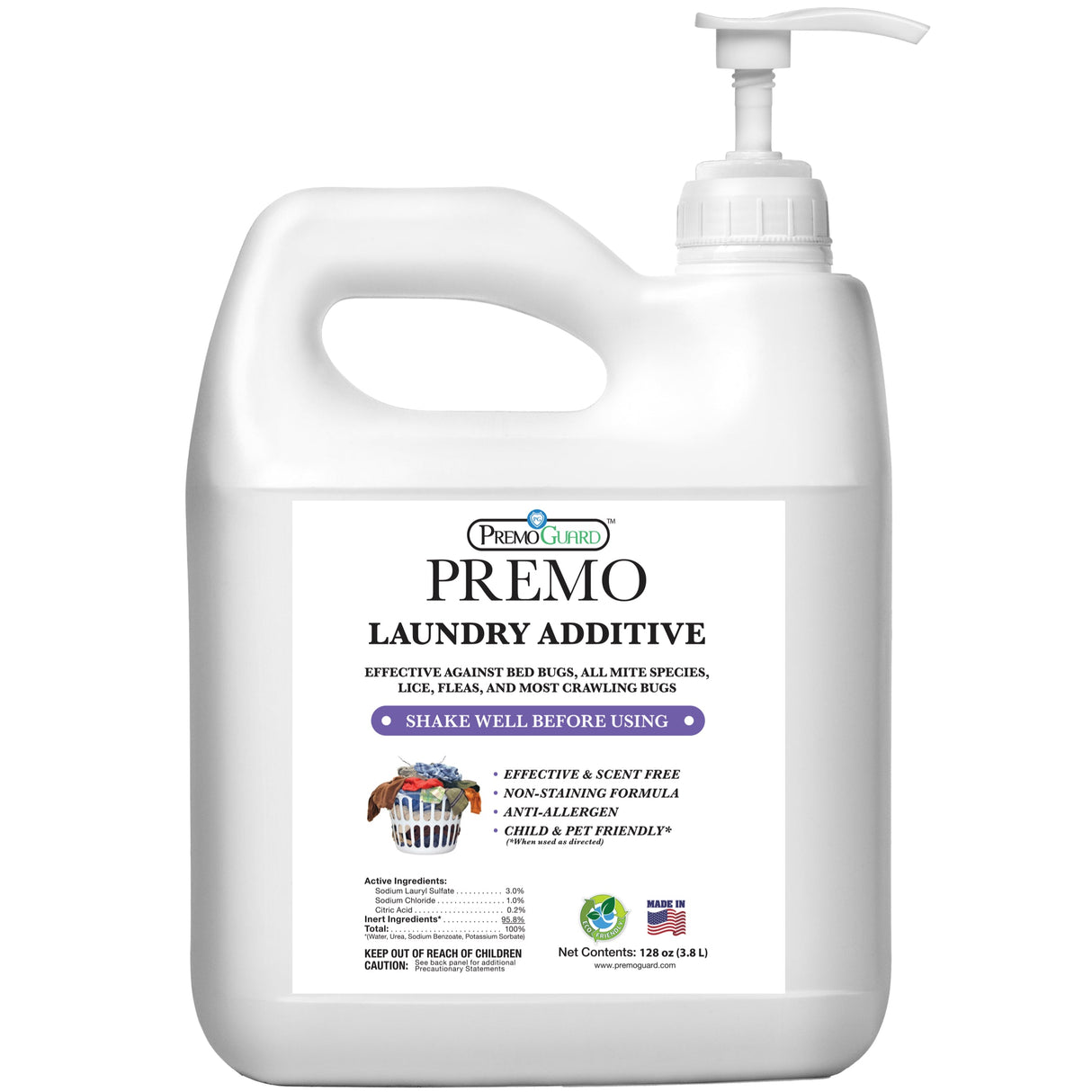 Bed Bug & Mite Killer Laundry Additive - All Natural Non-Toxic - By Premo Guard