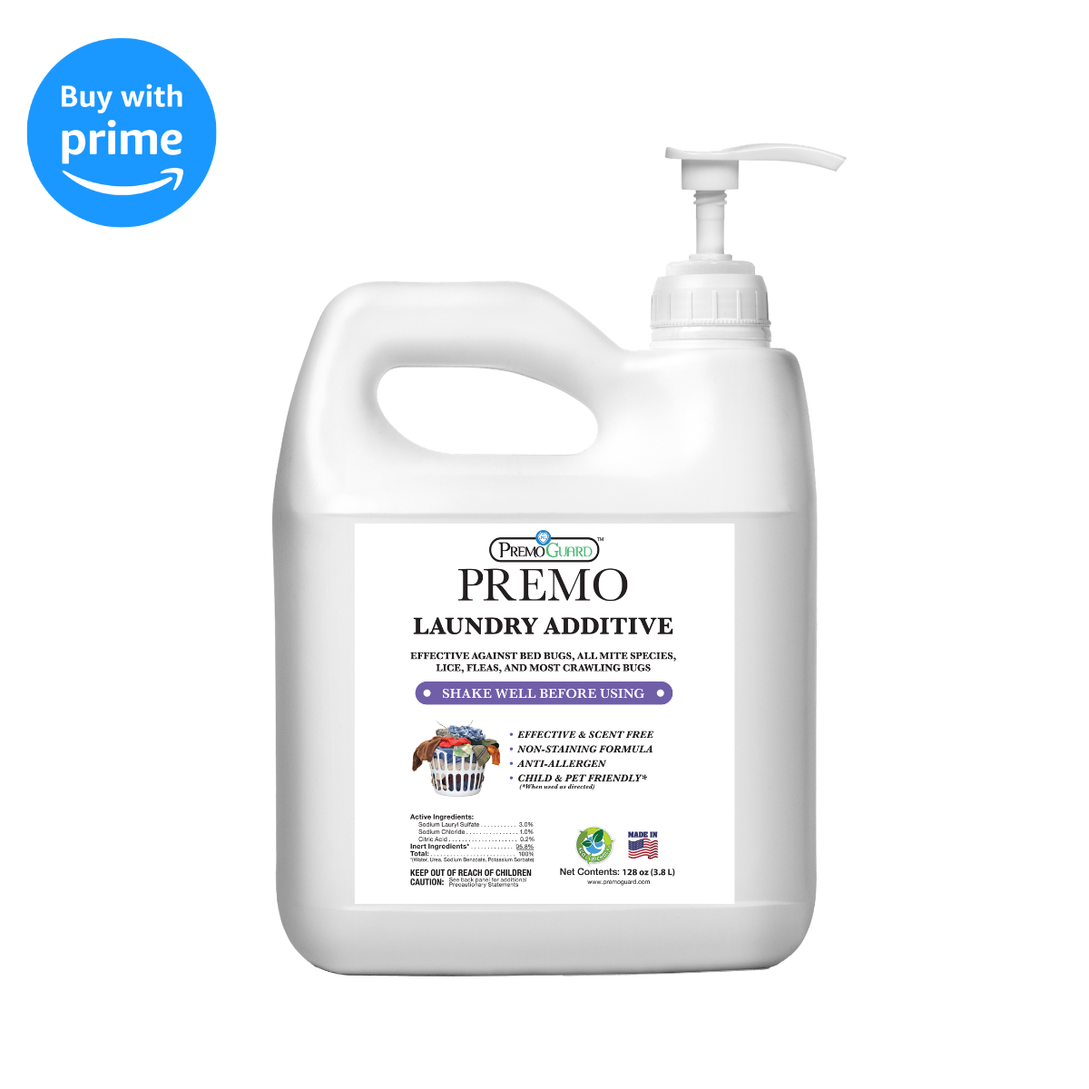 Bed Bug & Mite Killer Laundry Additive - All Natural Non-Toxic - By Premo Guard