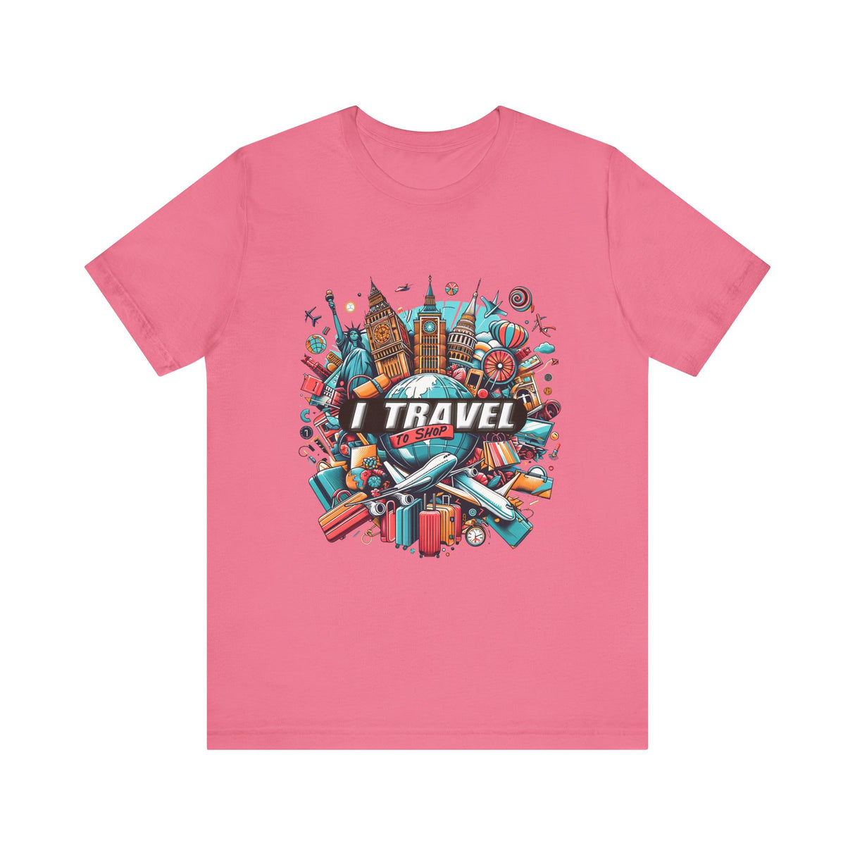Camiseta a todo color "Viajo Para Comprar" 