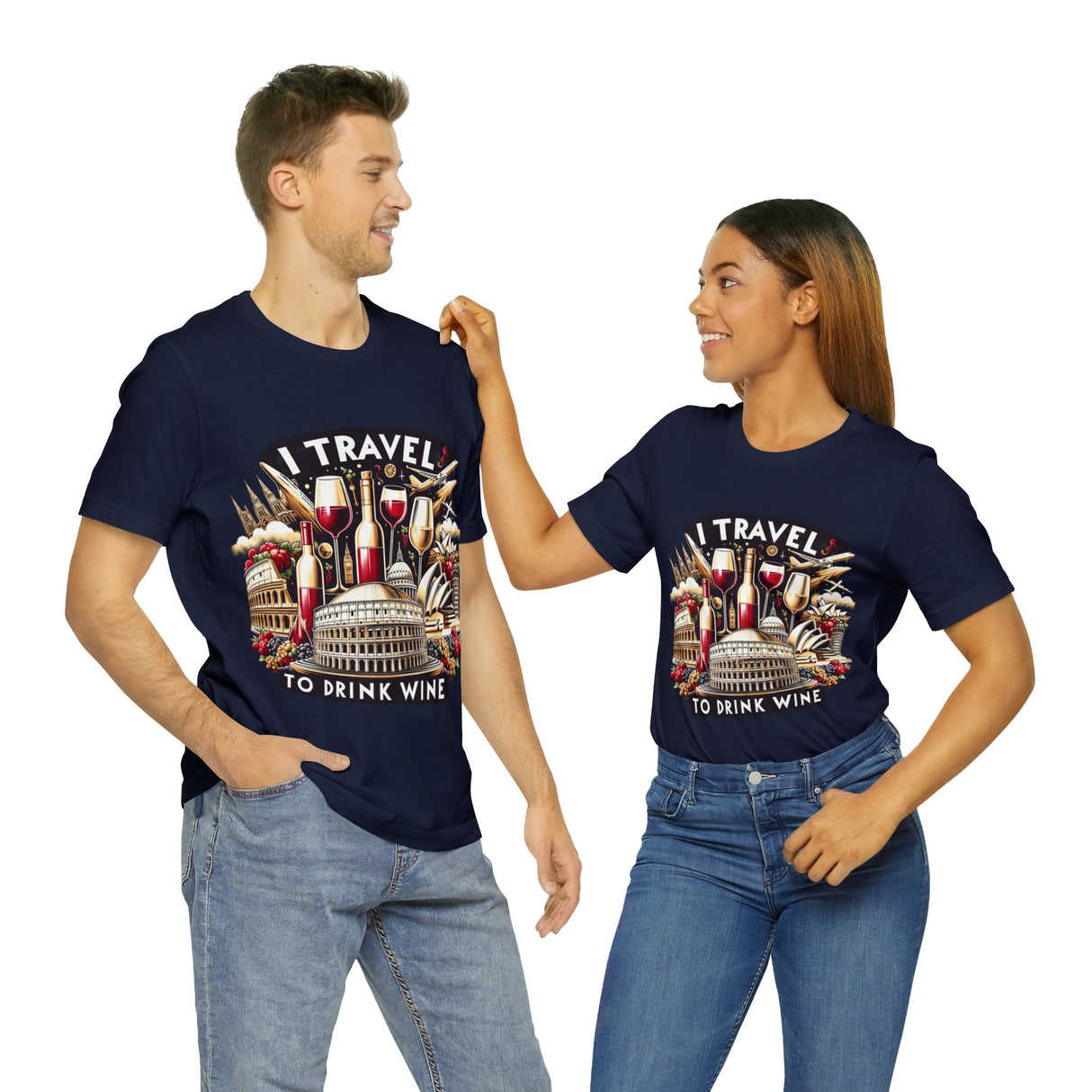 "I Travel to Drink Wine" full color T-shirt