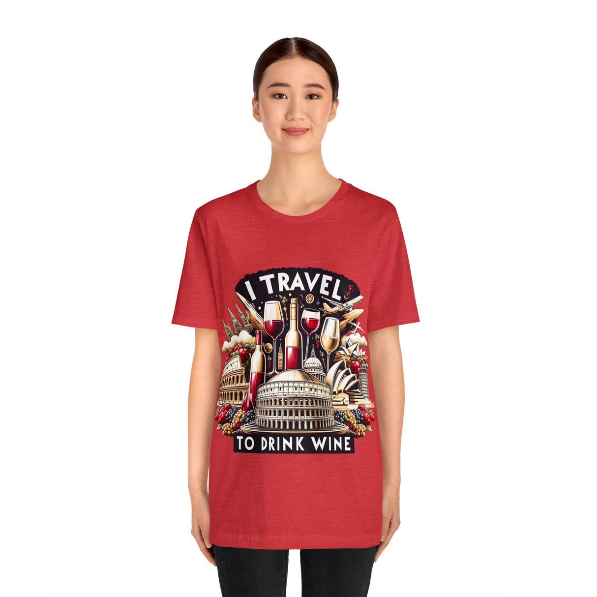 "I Travel to Drink Wine" full color T-shirt
