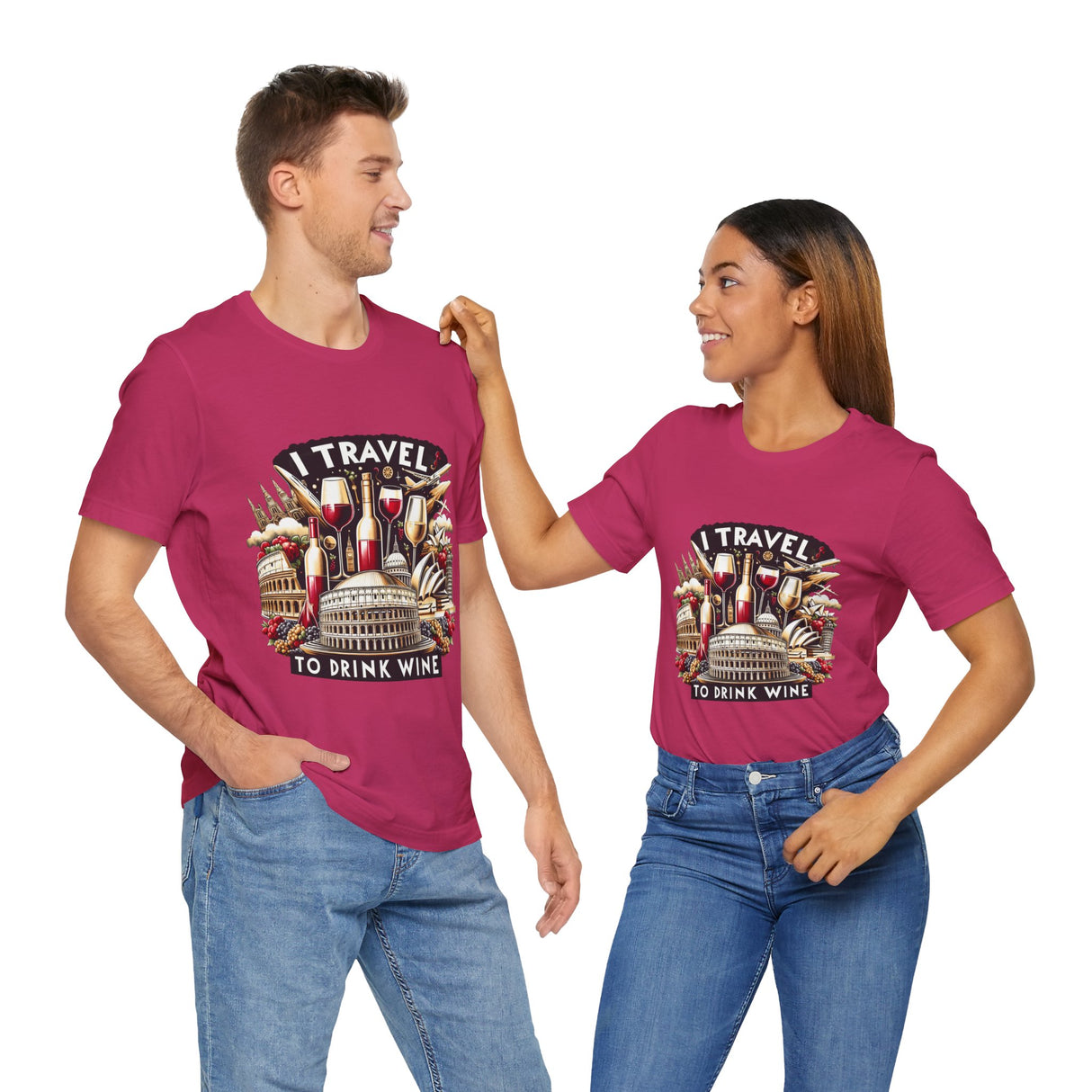 "I Travel to Drink Wine" full color T-shirt