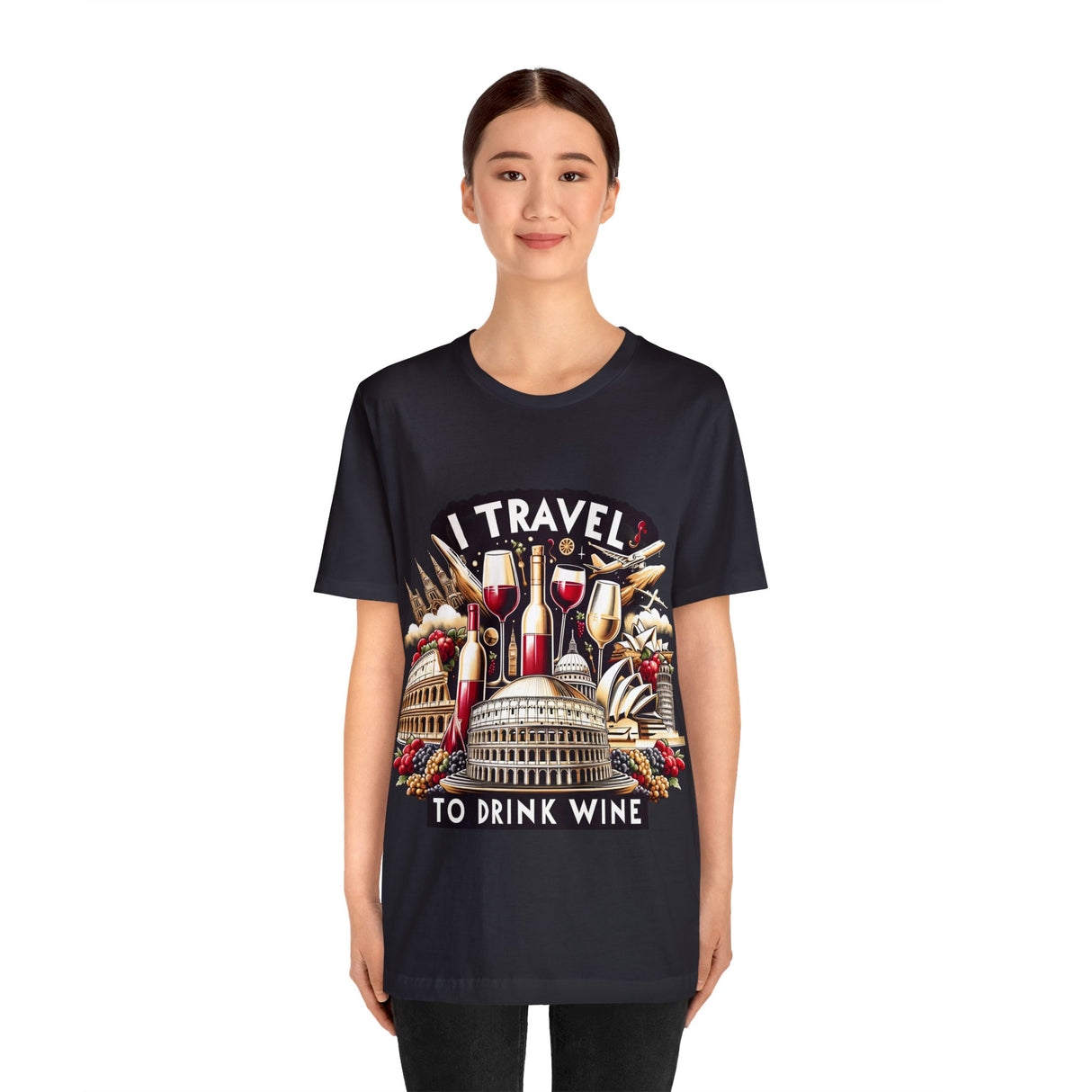 "I Travel to Drink Wine" full color T-shirt