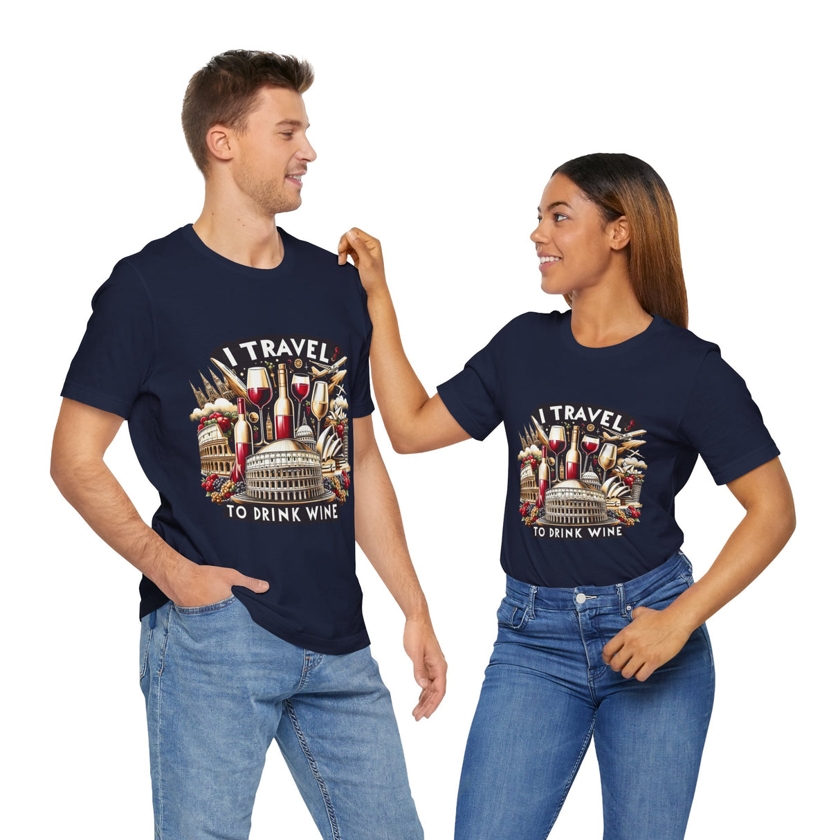"I Travel to Drink Wine" full color T-shirt