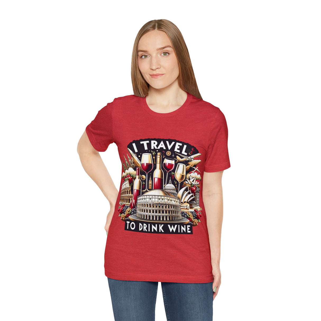 "I Travel to Drink Wine" full color T-shirt