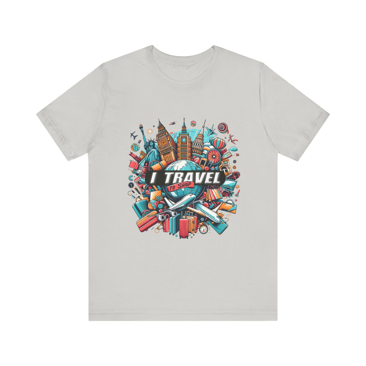 Camiseta a todo color "Viajo Para Comprar" 