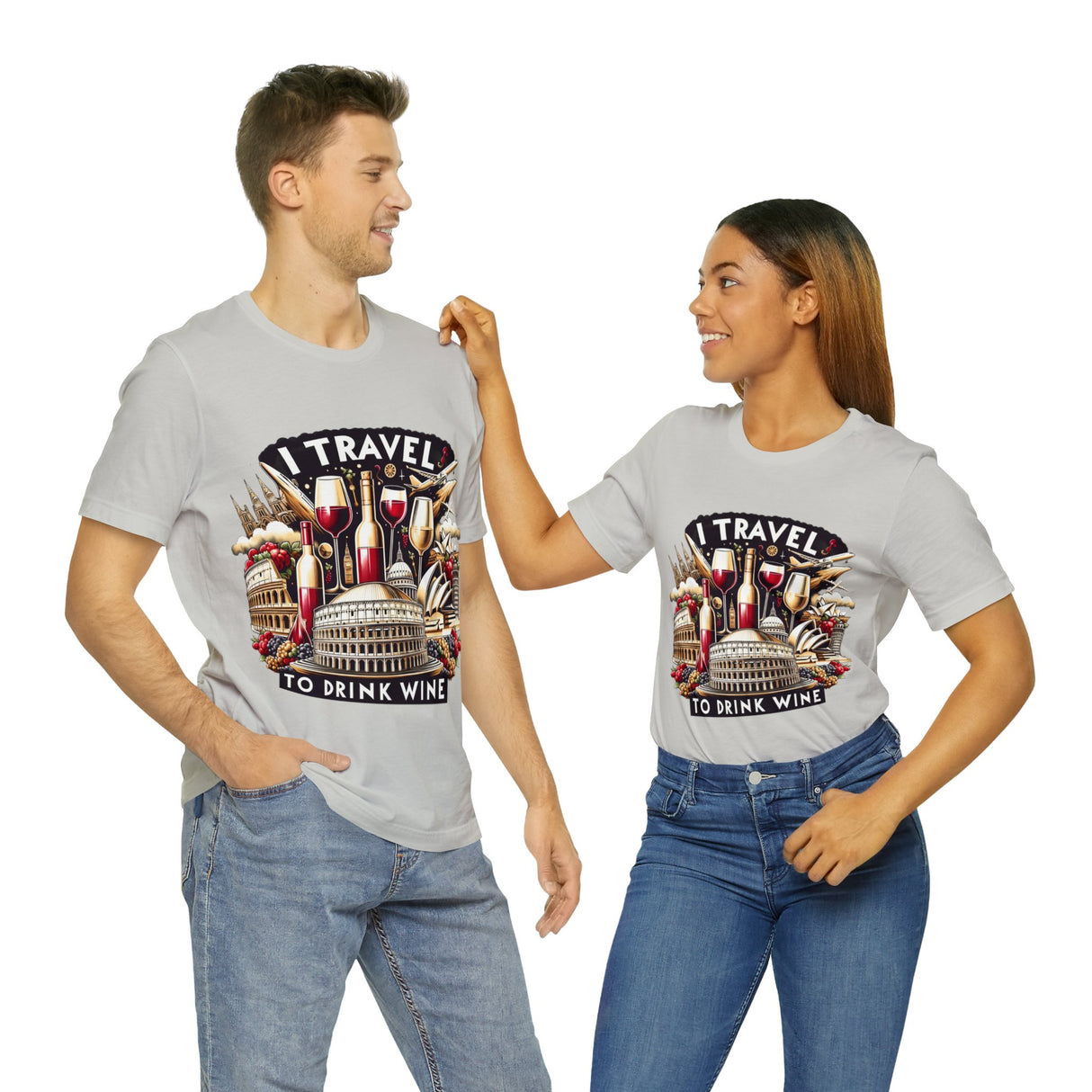 "I Travel to Drink Wine" full color T-shirt