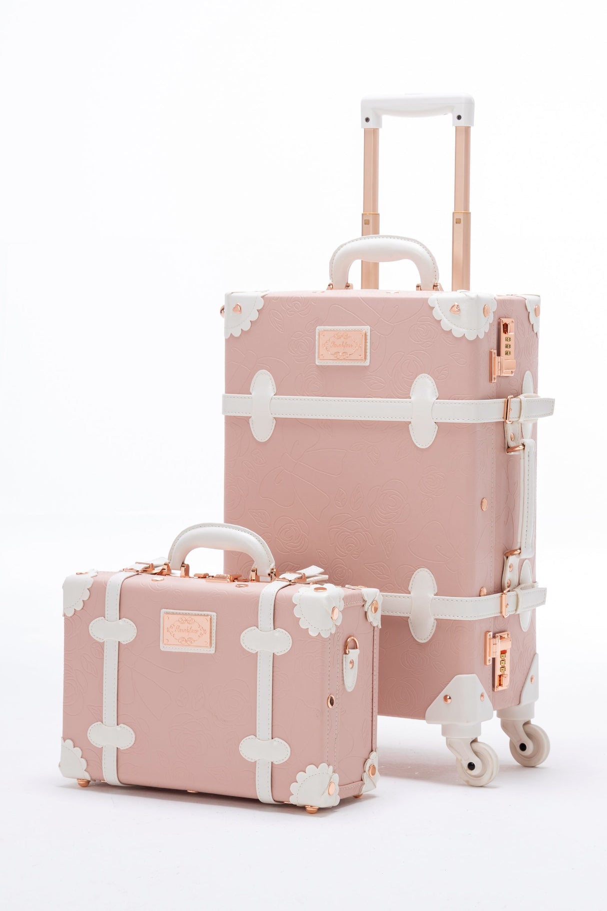 SarahFace 2 Pieces Luggage Set - Embossed Pink's