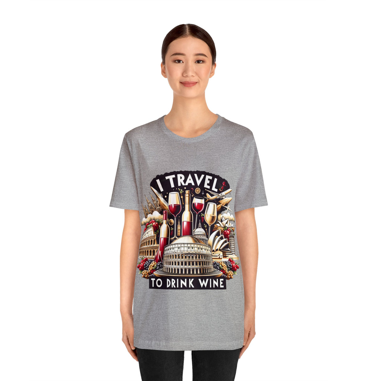 "I Travel to Drink Wine" full color T-shirt