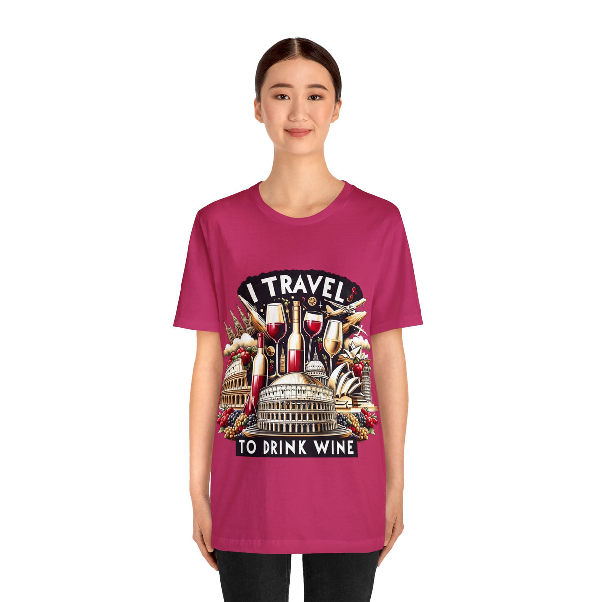 "I Travel to Drink Wine" full color T-shirt