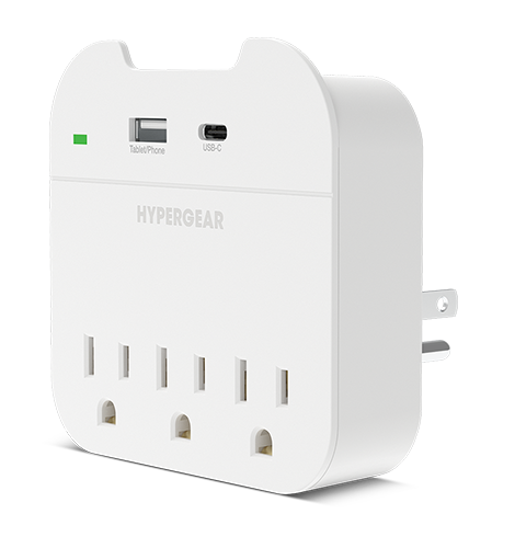 Multi Plug 5 Outlet Extender with USB-C & USB Ports | White