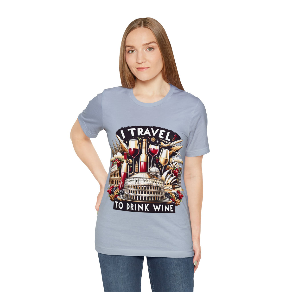 "I Travel to Drink Wine" full color T-shirt