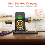 PowerFold X-Ray 4-in-1 Foldable Wireless Charging Stand with 15W Wireless Fast Charge | Black