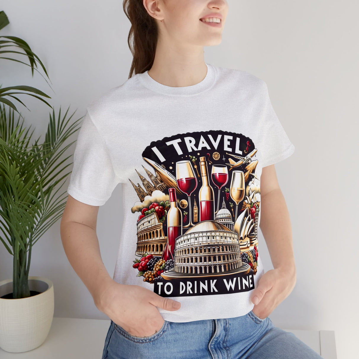 "I Travel to Drink Wine" full color T-shirt