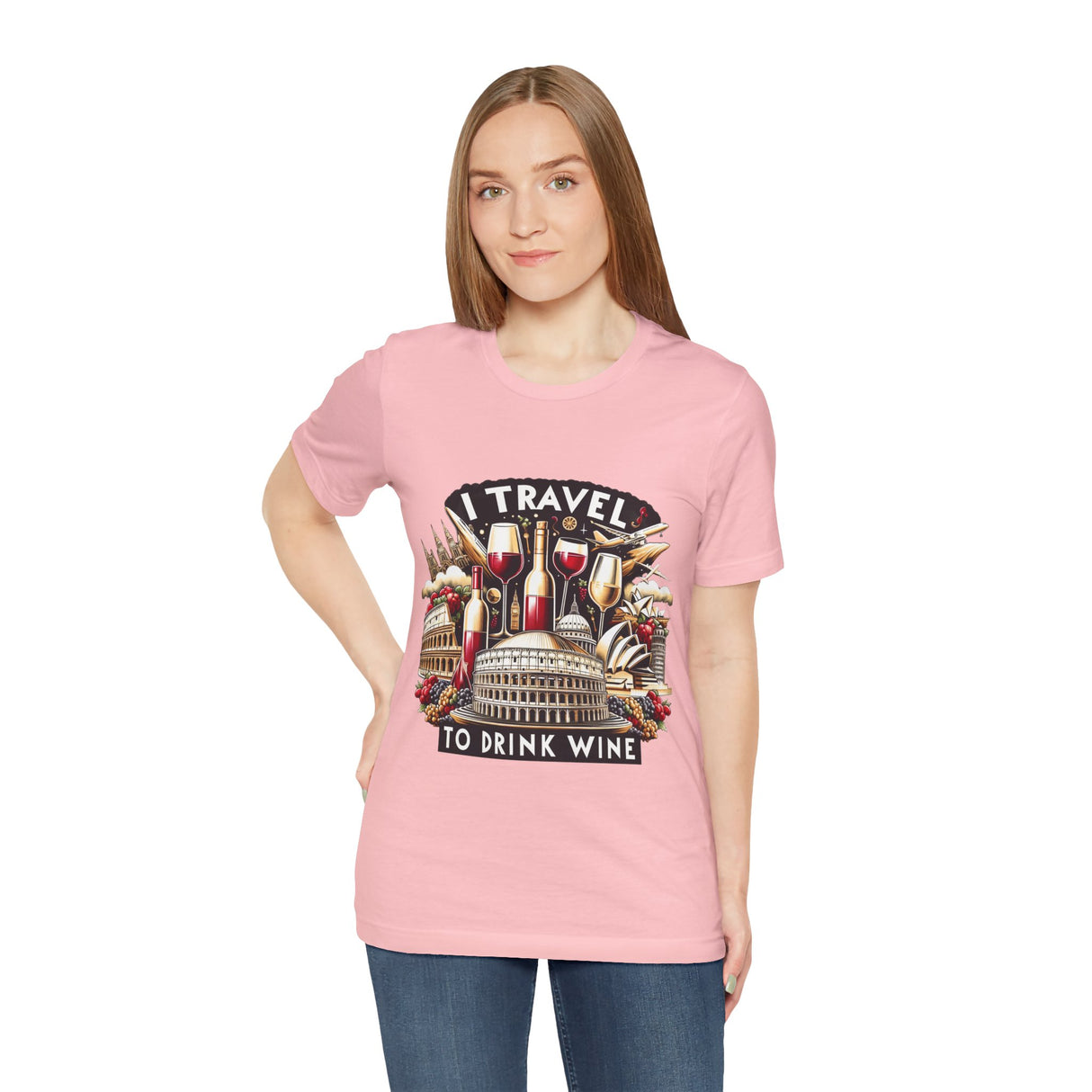 "I Travel to Drink Wine" full color T-shirt