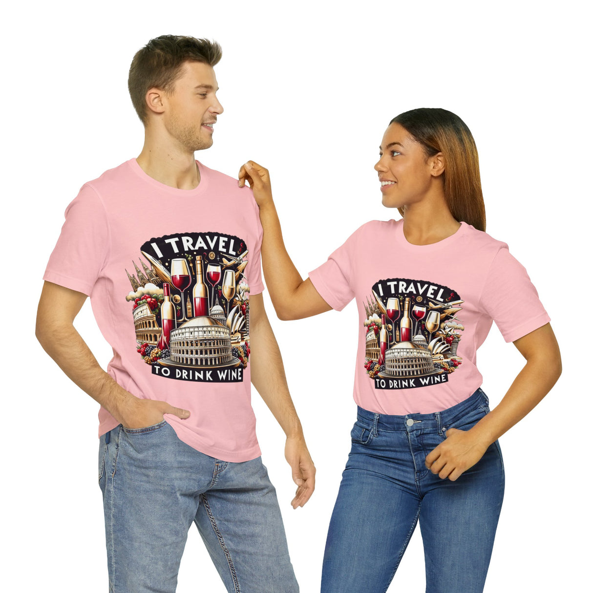"I Travel to Drink Wine" full color T-shirt