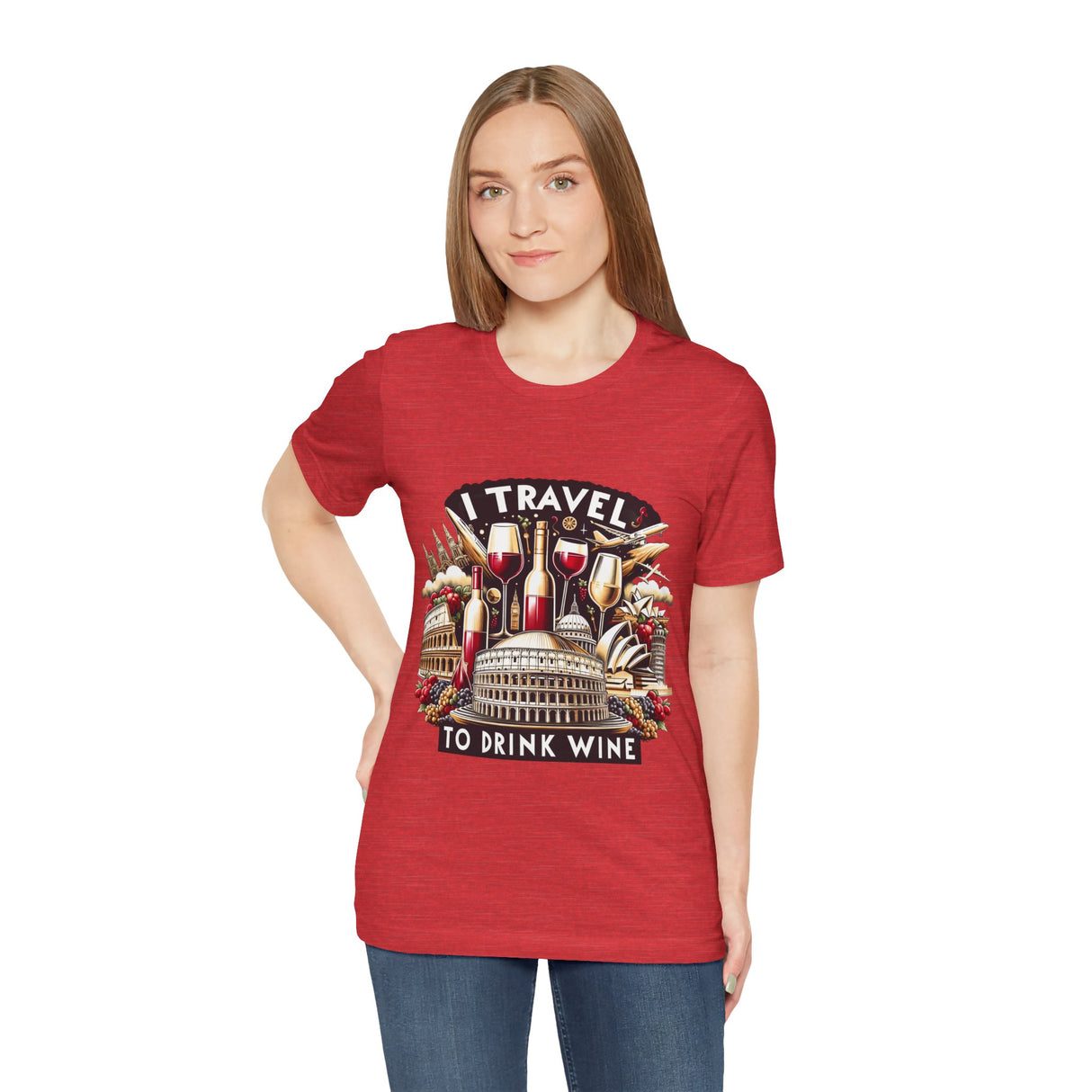 "I Travel to Drink Wine" full color T-shirt