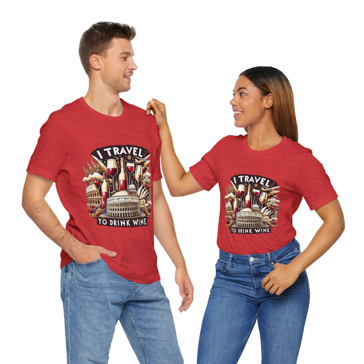 "I Travel to Drink Wine" full color T-shirt