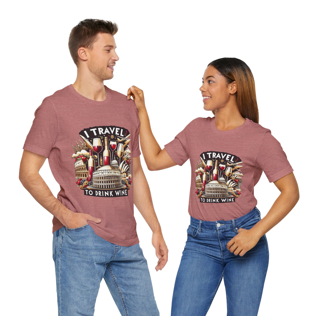 "I Travel to Drink Wine" full color T-shirt
