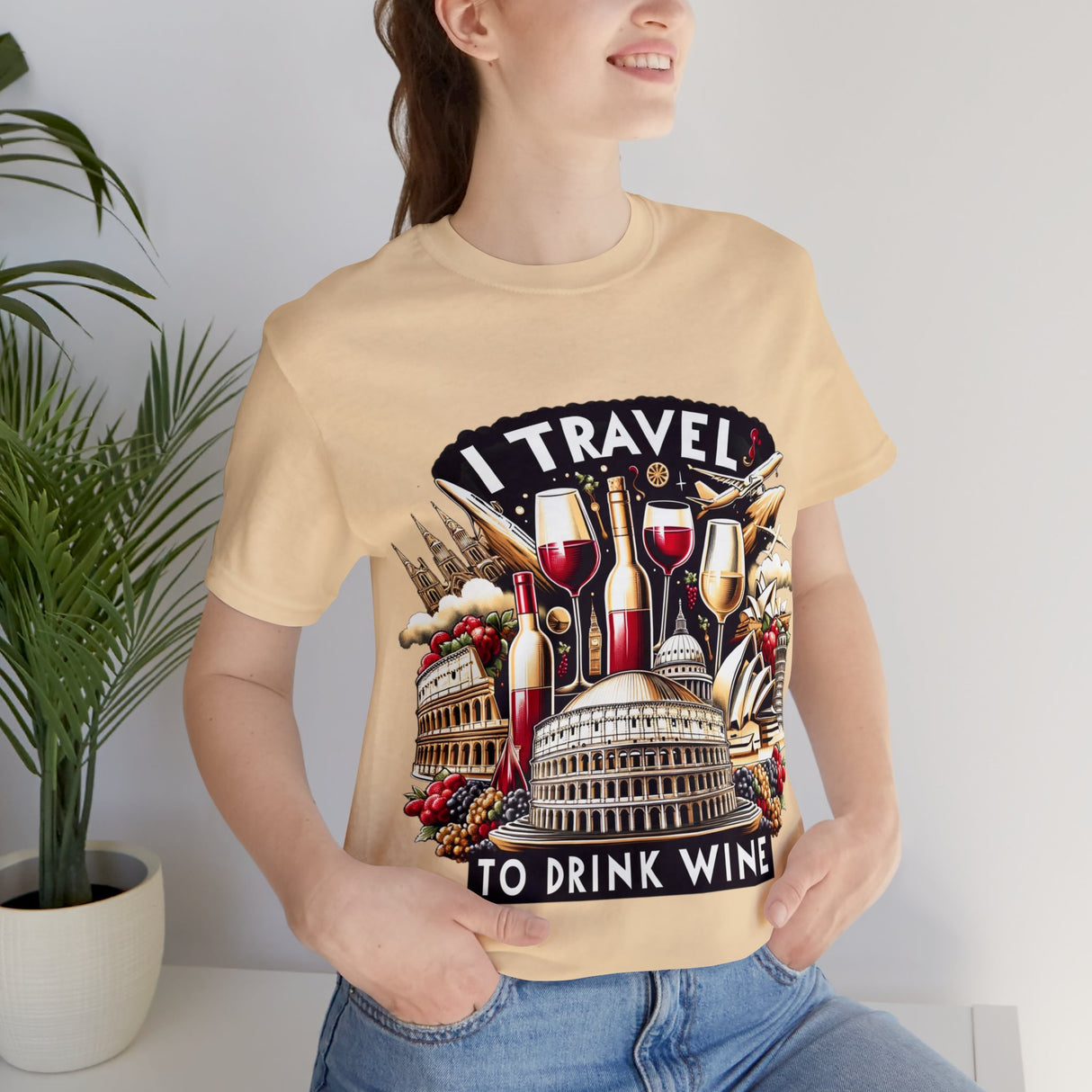 "I Travel to Drink Wine" full color T-shirt