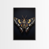 Framed Death Head Moth Canvas Print, Acherontia, Taxidermy Art, Dried Butterfly Print, Bug Wall Art Hanging Decor, Goth Art, Halloween Art