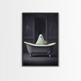 Ghost Bathroom Canvas, Dark Romantic Ghost Standing in Bathroom Creepy,  Ghost in the Bath tub Wall Art Halloween Canvas, Funny Halloween