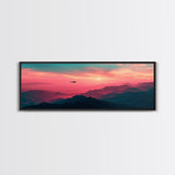 Fire Response - Blackhawk Helicopter Over The Mountains - Southern California - Framed Canvas Print, Synthwave Style Military Art