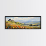 Springtime Panoramic Print - Texas Hill Country In The Spring - Framed Canvas Print - Beautiful Living Room Decor - Country Art - Farmhouse
