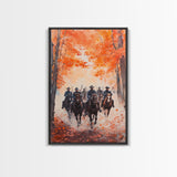The Posse in Autumn, Wild West Decor, Framed Canvas Print, Manly Wall Art