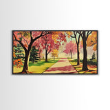 Colorful Autumn Path Canvas Print, Fall Park Scene Wall Art, Modern Farmhouse Autumn Decor, Holiday Art, Best Seasonal Gift Idea