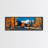 Landscape Wall Art Framed - Horizontal Landscape Print - Fall landscape Painting - Panoramic Landscape Wall Art - Woodlands Painting - Nature Art
