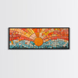 Panoramic Print - Sunset Mosaic Canvas Print - Wood Framed Wall Art - Horizontal Abstract Art - Large Wide Wall Art - Above Bed Decor Framed Canvas