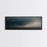 Framed Moody Wall Art, Panoramic Seascape On a Stormy Day - Dark Decor - Cloudy Sky Art - Above Bed Decor, Above Sofa Painting