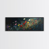 Wildflowers At Midnight Framed Canvas Print, Moody Decor, Boho Minimalist Wall Art, Modern Art, Floral or Botanical Wall Art