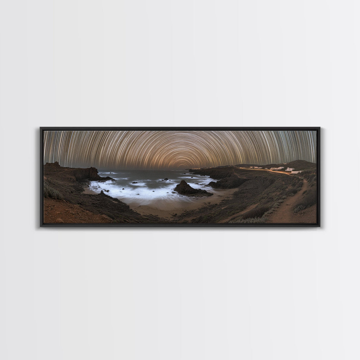 Starry Night Time Lapse Photography Style Print, Panoramic Wall Art, Unique Home Decor, Tilt Of The Earth's Axis
