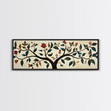 Wabi Sabi Inspired Botanical Print, Panoramic Canvas Art, Boho Style Textile Wall Art Print, Above Bed Or Sofa, Guest Room Decor