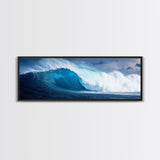 The Wave - Huge 40 Foot Wave - Surfer Decor - Framed Canvas Print - Nautical Decor - Nautical Art - Seascape Painting
