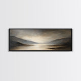 Moody Seascape Wall Art, Framed Canvas Print, Horizontal Panoramic Wall Art, Cloudy Day, Large and Wide Calm Decor, Modern Wall Art