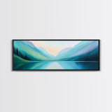 Emerald Green Landscape Painting Print, Framed Canvas Print, Original Artwork, Oil Painting Print, Landscape Wall Art, Panoramic Landscape
