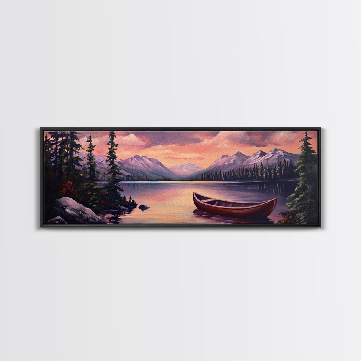 Sunset Over The Mountains, Subdued Landscape Painting, Calm and Serene Landscape Art, Oil Painting Print, Lake House Wall Art