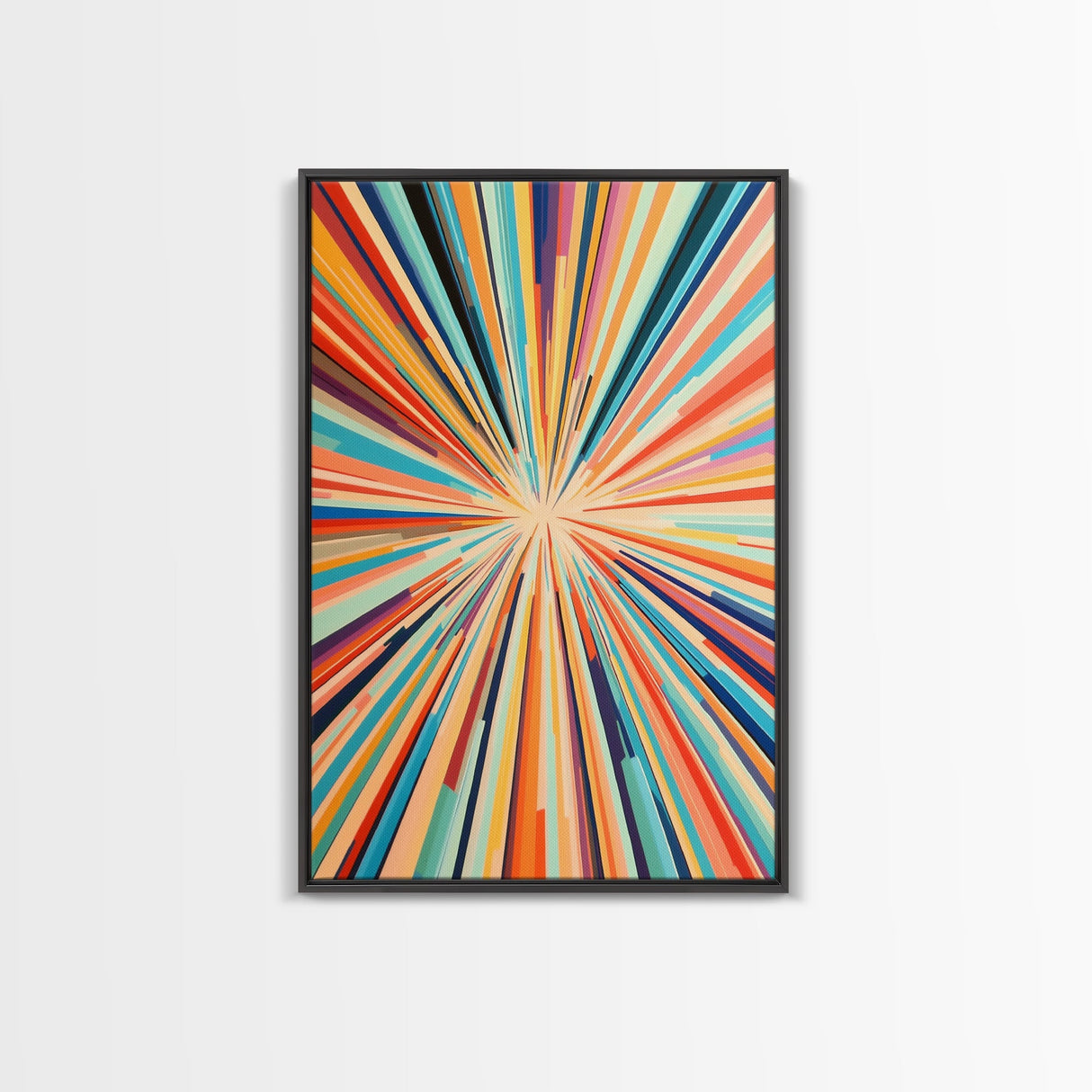 Mid Century Modern Art - Light Speed Tunnel - Vertical Tall Narrow Wall Art - Retro Loft Art - Large Wall Art Painting - Geometric Abstract MCM Art