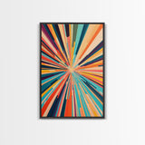 MCM Mid Century Modern Retro Canvas Print Modern Wall Art Narrow Vertical Geometric Home Decor Art in Teal, Coral Yellow
