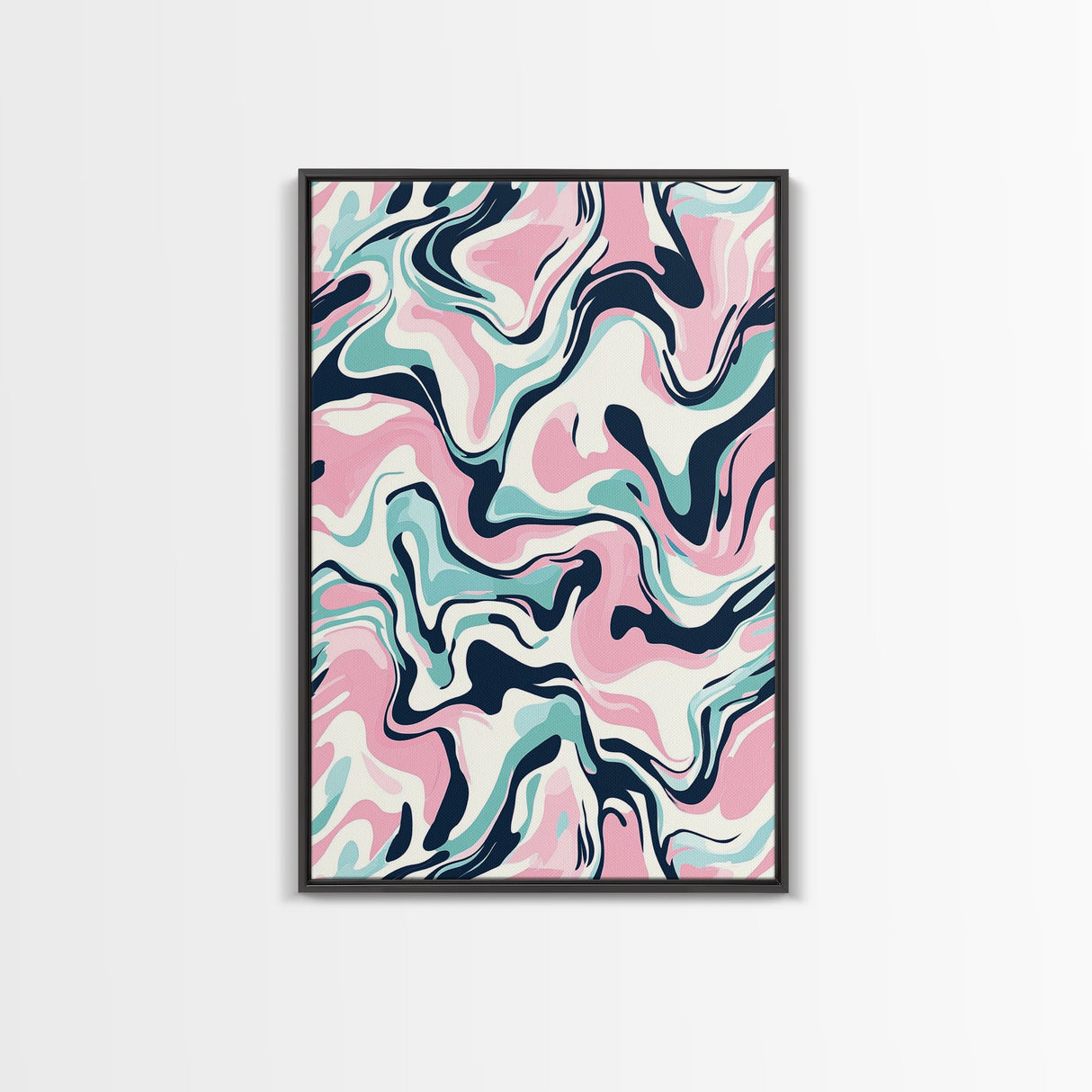 Pink, Black and Turquoise Preppy Wall Art Canvas Print, Girl's Dorm Room Wall Art, Abstract Print, Gift For Mom, Gift For Her