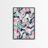 Pink, Black and Turquoise Preppy Wall Art Canvas Print, Girl's Dorm Room Wall Art, Abstract Print, Gift For Mom, Gift For Her